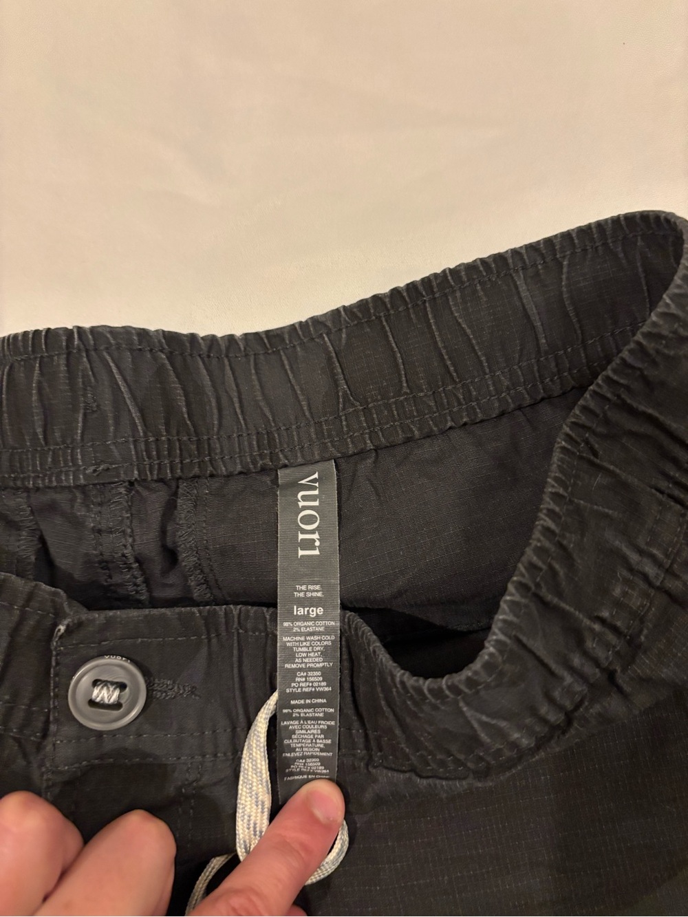 Women’s Vuori Black Camo Hybrid Shorts with White Drawstring - Picture 5 of 5